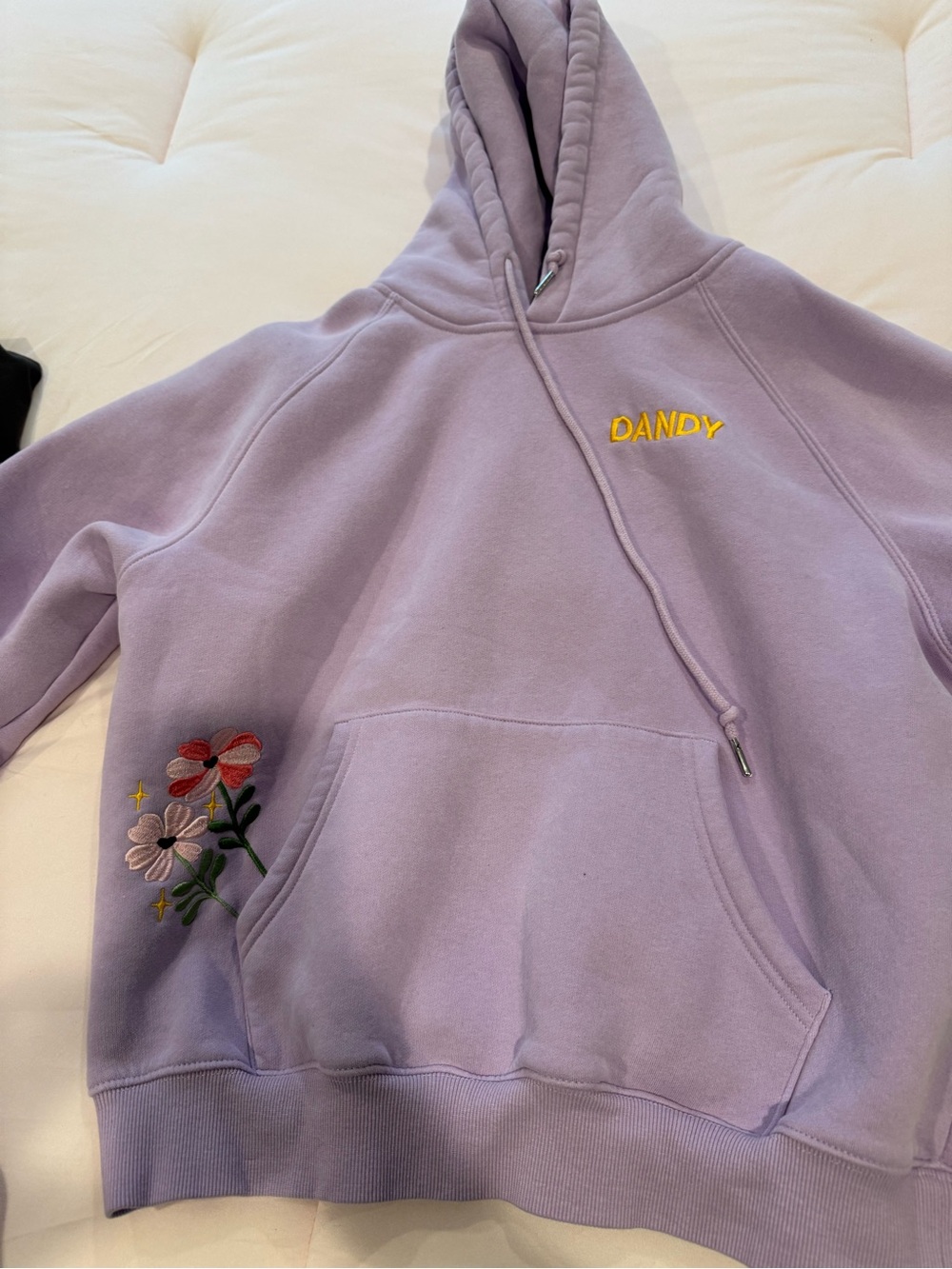 Lavender Embroidered Women's Hooded Crewneck Sweatshirt